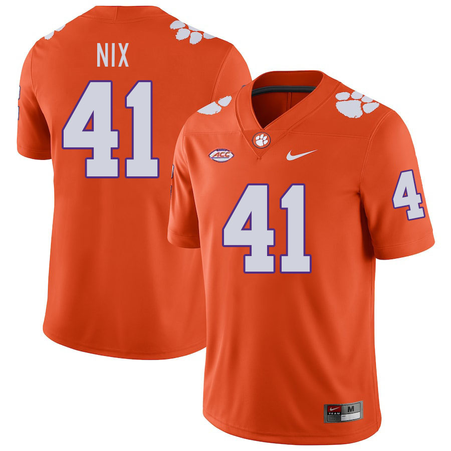 Men #41 Caleb Nix Clemson Tigers College Football Jerseys Stitched-Orange - Click Image to Close